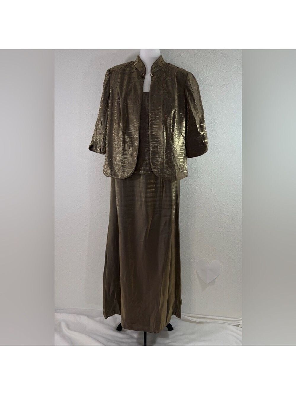 David's Bridal Dress and Jacket Mother of the Bride Groom Dress Bown Bronze - Picture 3 of 14